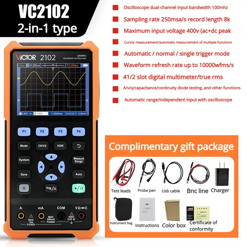 Ranlraka DDS 200MHZ Handheld Oscilloscope Multimeter High-performance Multi-functional Signal Generator 1Gsa/s 8K