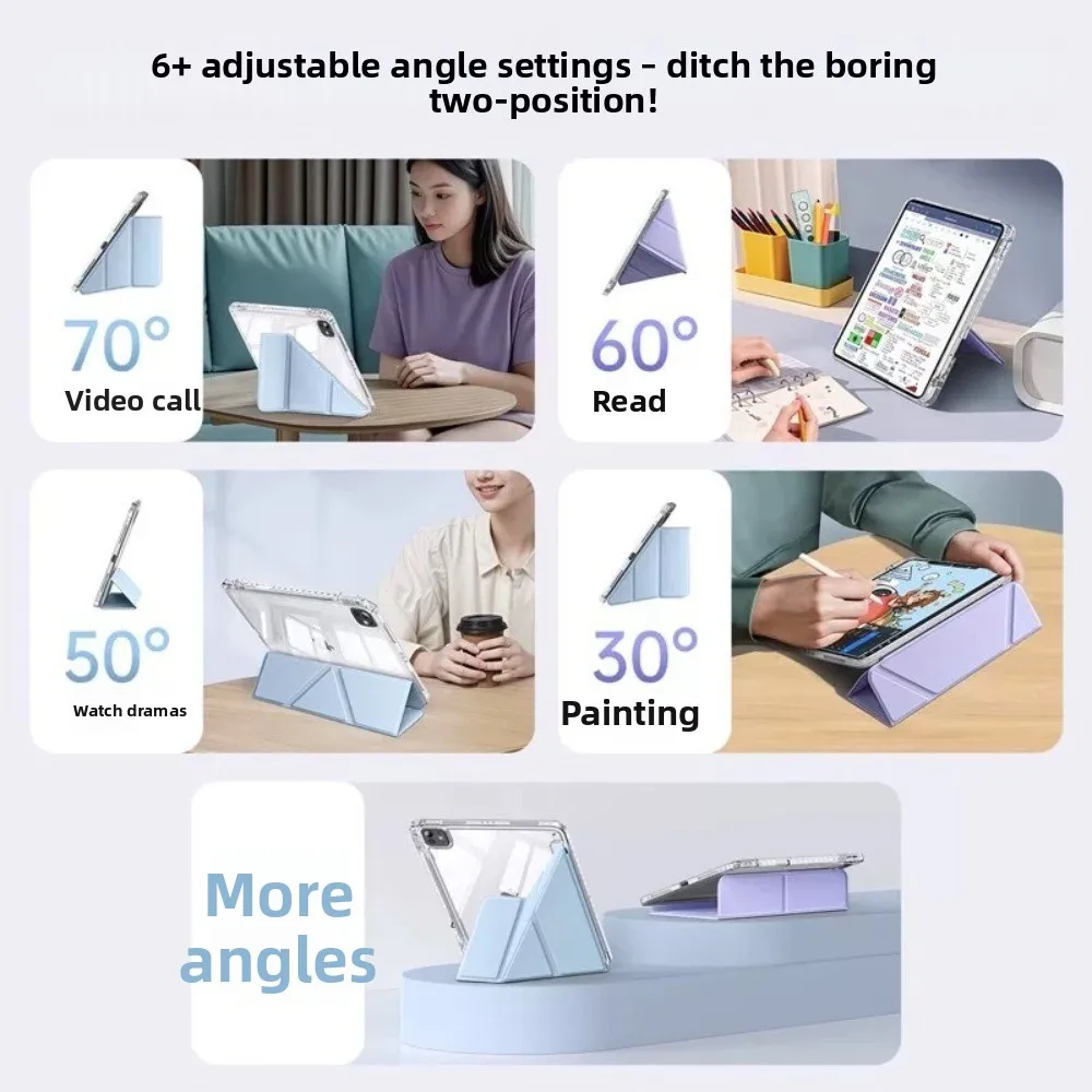 

Тонкий чехол для планшета из ТПУ, однотонный противоударный прозрачный чехол для iPad, многофункциональный с защитой от падения для iPad 11th air6/7 Pro18/20/21/22