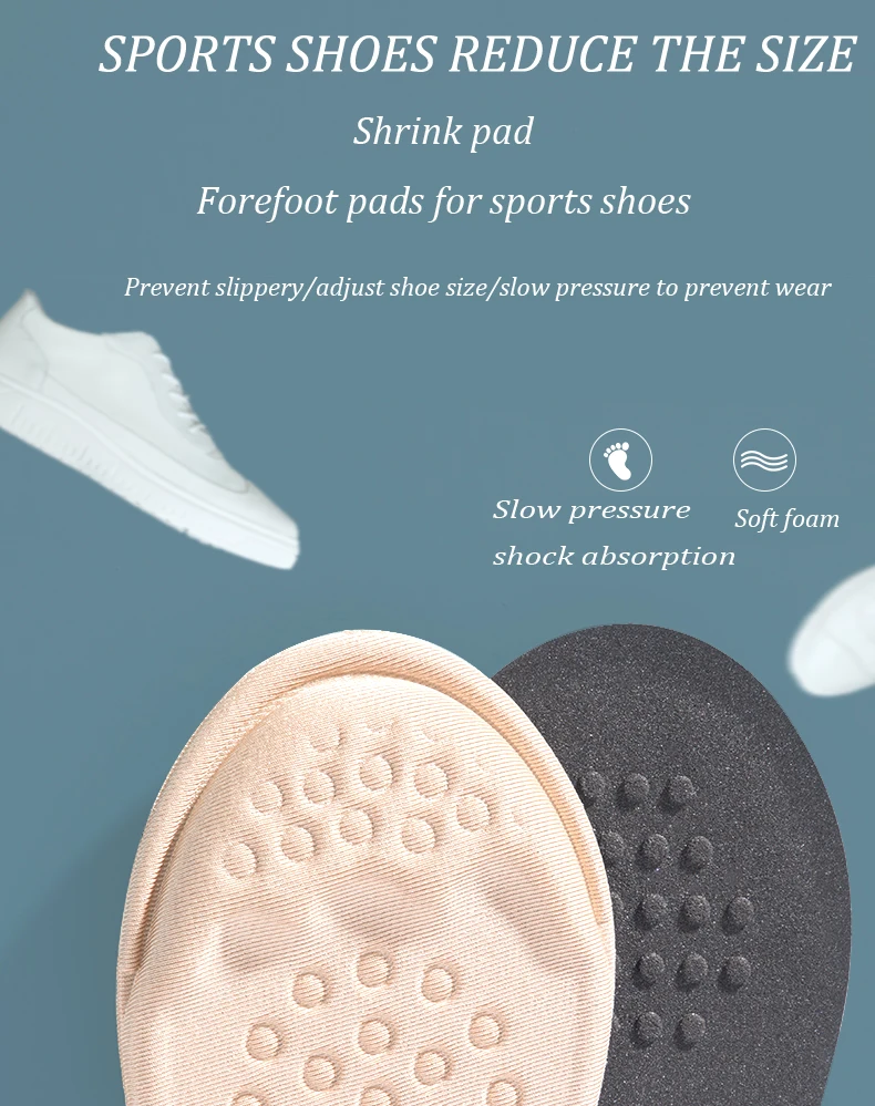 Vorfußpolster für Damen, hohe Absätze, halbe Einlegesohlen, rutschfester Vorfußschmerzlinderungseinsatz, Schuhgröße reduzieren Füllstoff für zu große Schuhe – Detail 1