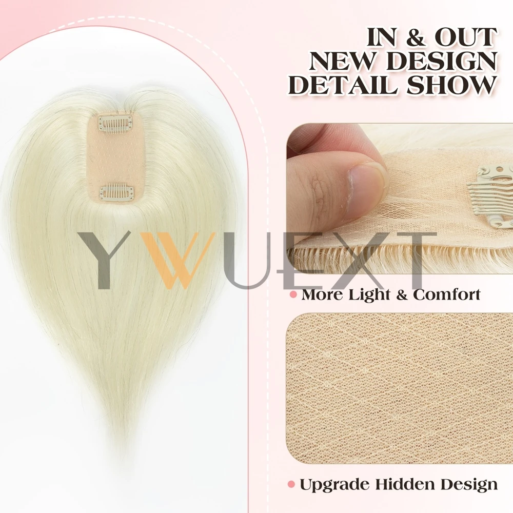 YWUEXT 5x9cm Hair Piece Topper Injected Silk Skin Base Topper Toupee 12