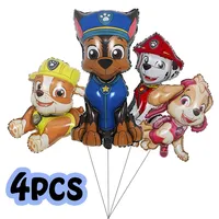 4pcs Paw Patrol Aluminum Foil Balloon Cartoon Rescue Dog Chase Rubble Themed Balloon Party Decoration Supplies Kid Birthday Gift