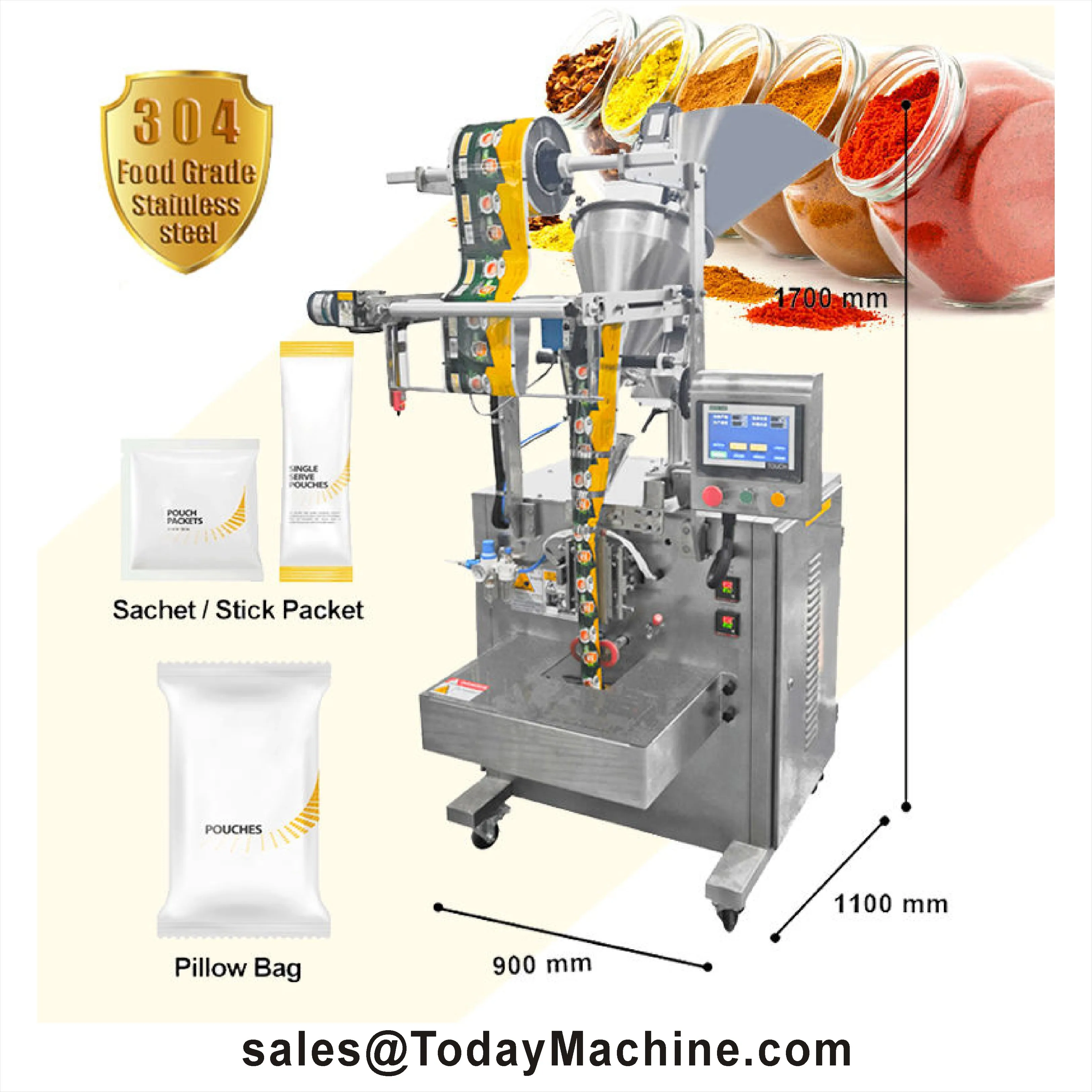 Vertical Small Bag Packaging Machine For Powder For Coffee Powder Food Apparel PLC Plastic Paper Pouch Small Bag Filling Machine