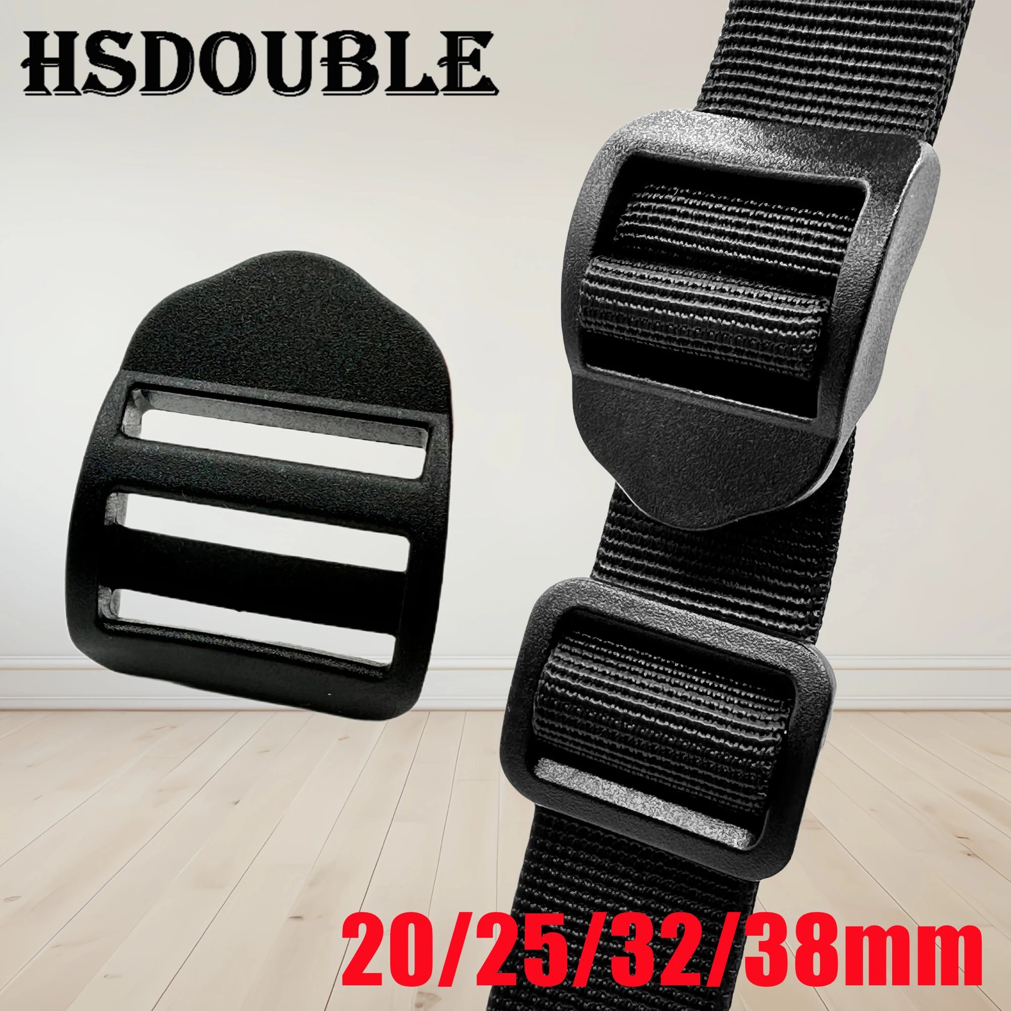 5 pz/pacco Black Ladder Lock/Tri-Glide Slider fibbie in plastica per cinghie zaino fettuccia 20-38mm