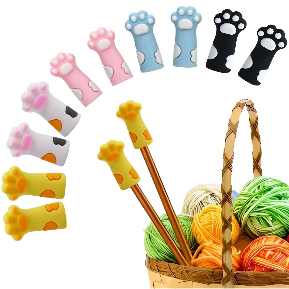 5/10/15 Cat Claw knitting stopper Multi-color knitting needle point protection silicone knitting and crochet supplies