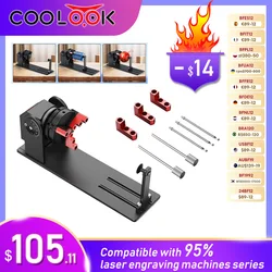 Coolook ลูกกลิ้งโรตารี่เลเซอร์ CR1 3 in 1มัลติฟังก์ชั่นโรตารี่โรตารี่โรตารี่โมดูลเชยสำหรับช่างแกะสลักเลเซอร์พร้อมมุมปรับได้180 °