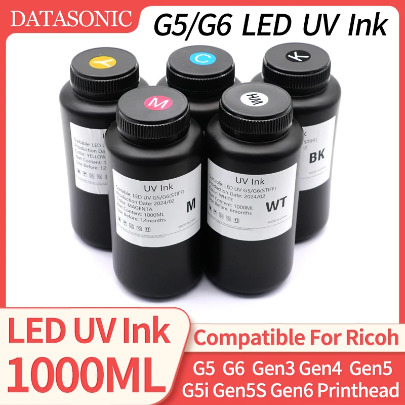 

G5 G6 1000 мл светодиодный UV Ink для Ricoh Gen3 Gen4 Gen4L Gen5 Gen5i Gen5S Gen6 G3 G4 G5 G5i G6 печатающая головка Жесткий и гибкий тип UV Ink