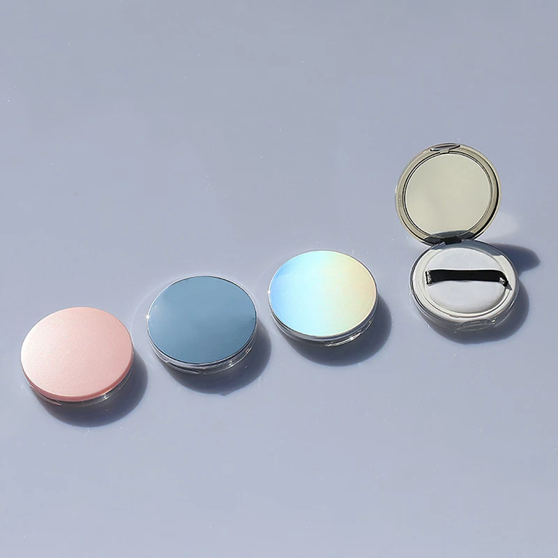 Caixa de pó de plástico ultrafina portátil pote solto viagem maquiagem jar peneira recipiente com espelho de sopro de pó