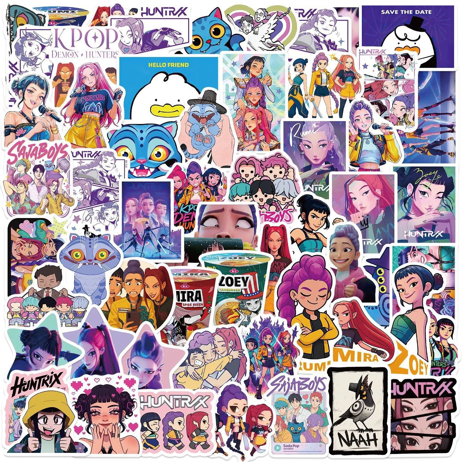 

10/60PCS NEW Anime KPop Demon Hunters Stickers Aesthetic Decals DIY Scrapbook Notebook Travel Luggage Phone Skateboard Sticker