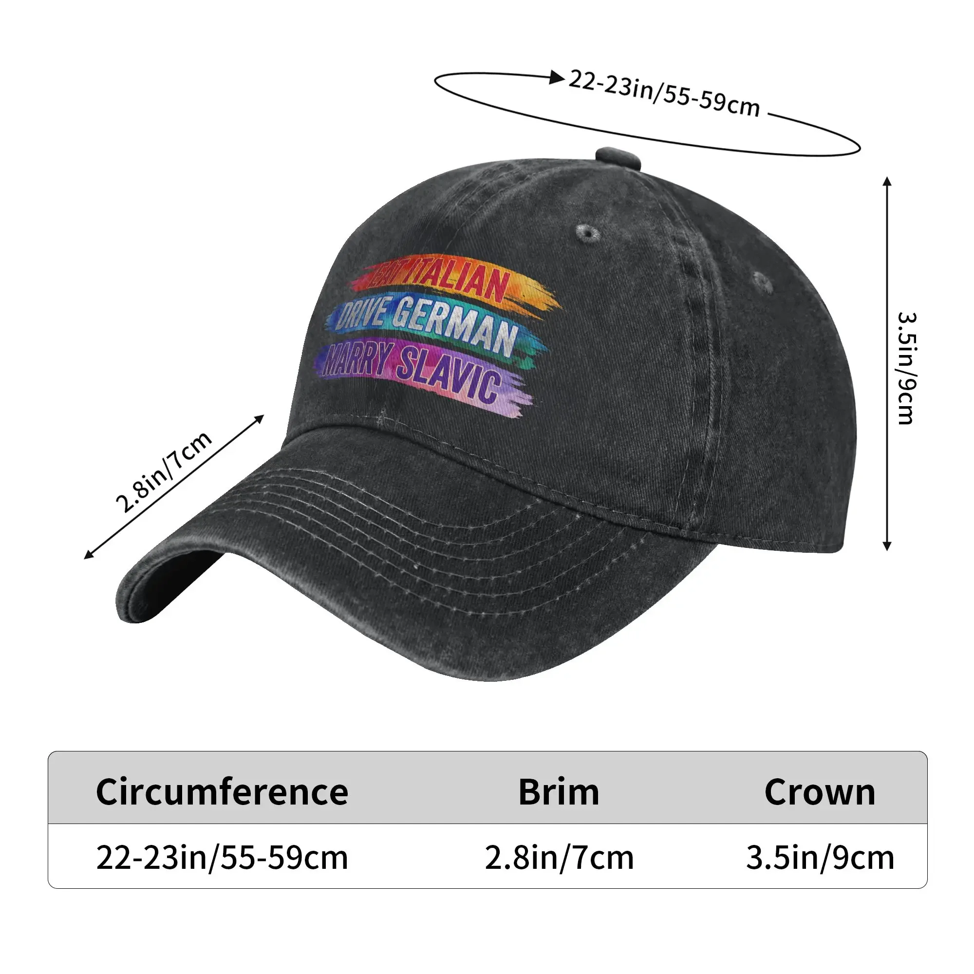 Eat Italian Drive German Marry Slavic Sun Baseball Cap Unisex Men Custom DIY Hip Hop Hats Summer Sports Sun-Proof Baseball Caps