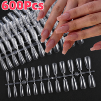 600Pcs Medium Coffin Fake Nails Tips Full Cover Trapezoid Press On Nail Soft Gel Fake Fingertip for Manicure Salon Extension Tip