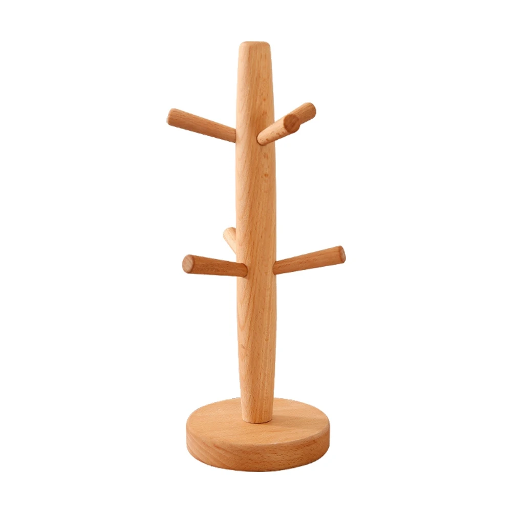 

Подставка для кружек из бука, дерево, емкость 6, кухонный органайзер для хранения, деревянная подставка для чашек натурального цвета, держатель для стеклянных бутылок для чая, кофе