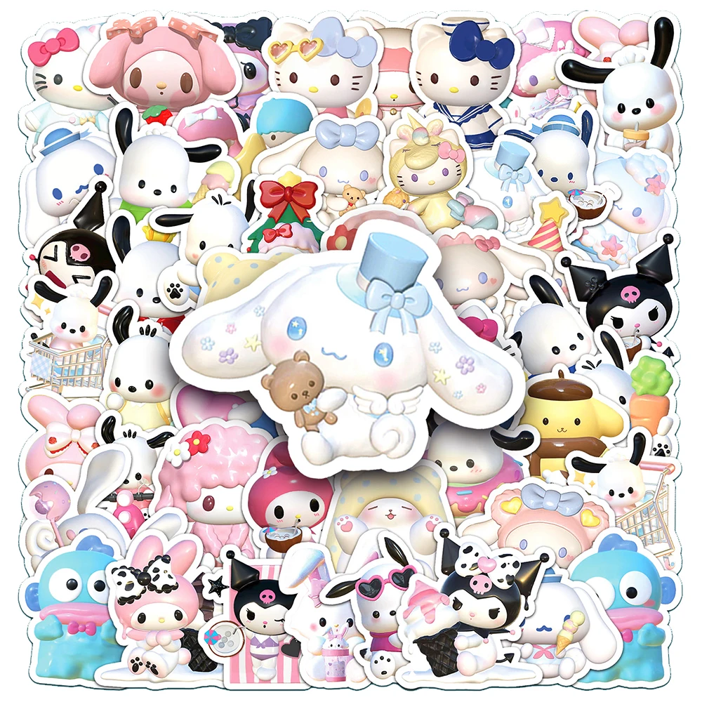 

10/30/50pcs Cute Charmmy Kitty Sanrio Stickers for Laptop Phone Case Notebook Waterproof Kids Kawaii Cartoon Sticker Wholesale