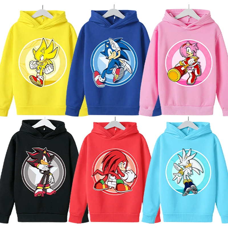 Sudadera con capucha de estilo anime para niños, con motivos de los personajes de Sonic, ideal para el otoño, con estilo hip-hop, para niños y niñas, ropa infantil, regalos.