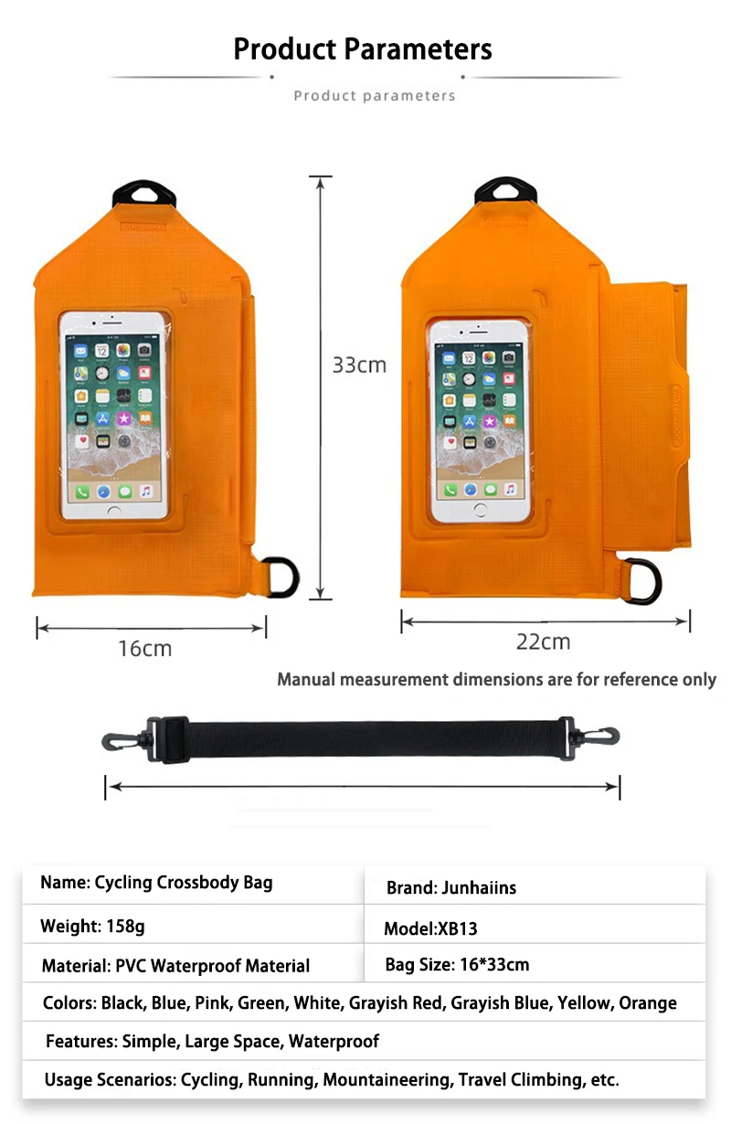 PVC Waterproof Phone Case Bag, Crossbody Bag, Touchscreen Waist Pack for Outdoor Sports Cycling Diving Beach Hiking Travel