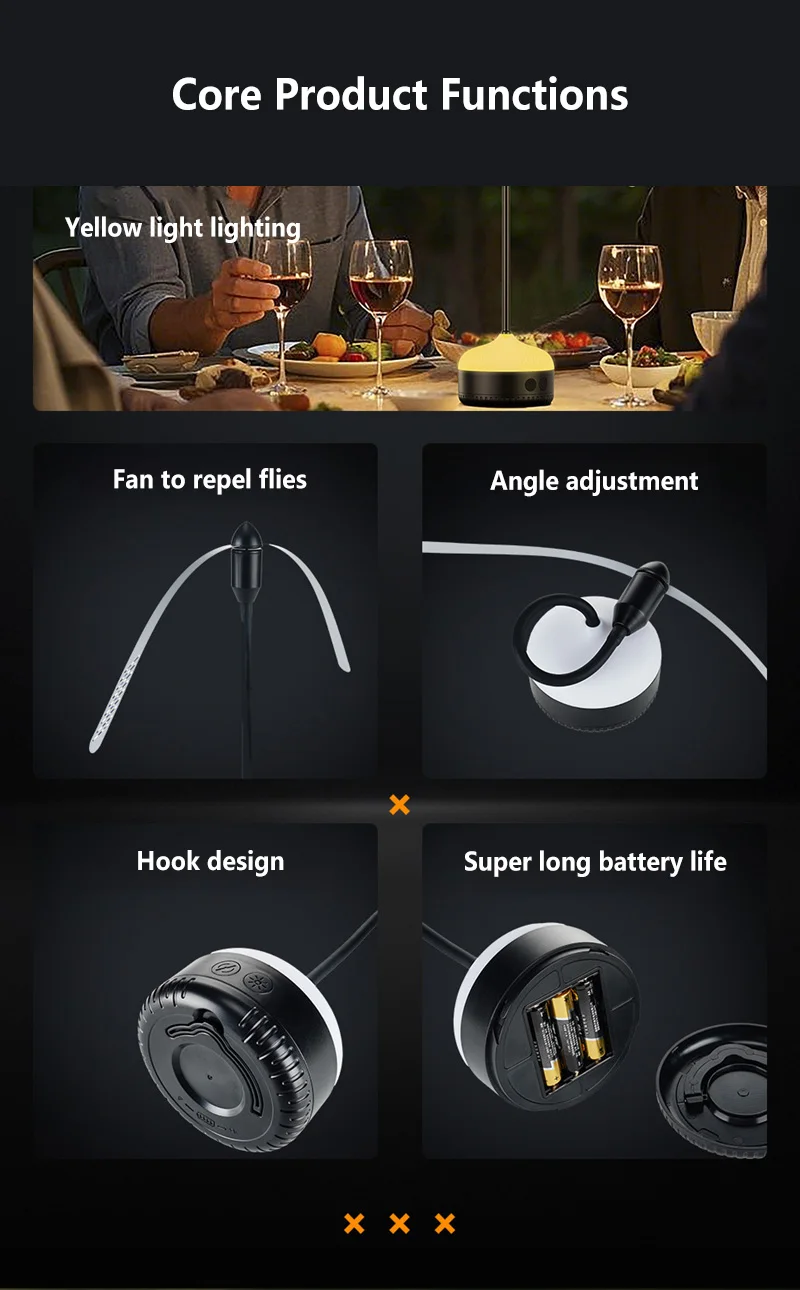 Lenovo Portable Mosquito Repellent Fan Multi Angle Adjustable Hanging Bug Repellent Fan Lamp Mosquito Insect Repellent Device