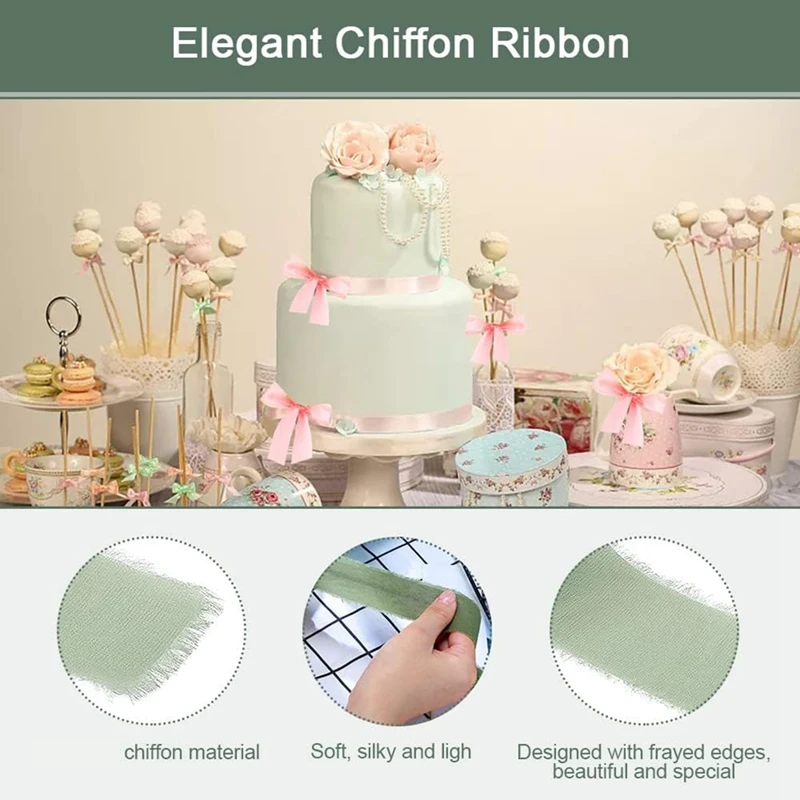 1Set Chiffon Ribbon Gift Ribbon 4Cm X 4.5M Satin Ribbon For Wedding Crafts Gift Decorating