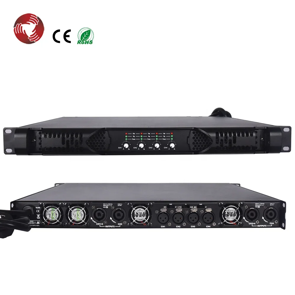 Class D 1500W*4 professional high power amplifier stage club 1U amplifier