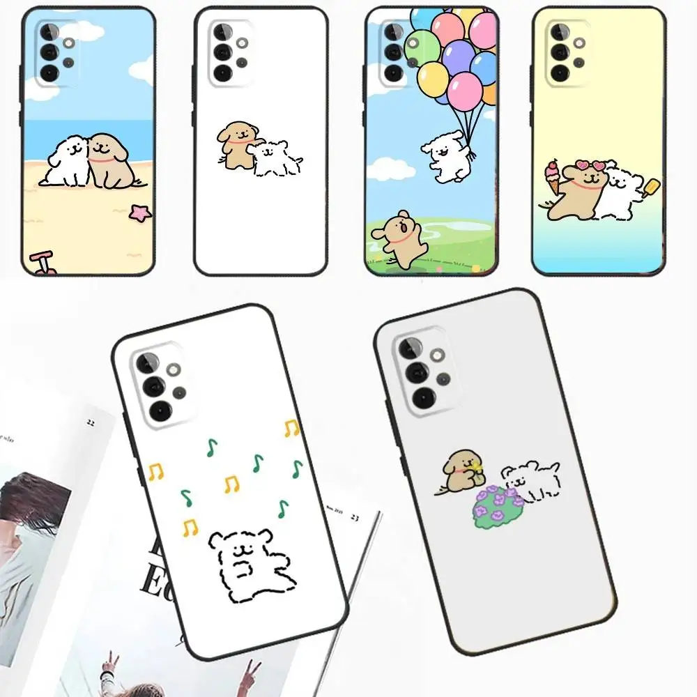 

Korea line puppy Maltese Phone Case For Samsung Galaxy A13,A21s,A22,A31,A32,A52,A53,A71,A80,A91 Soft Black Phone Cover