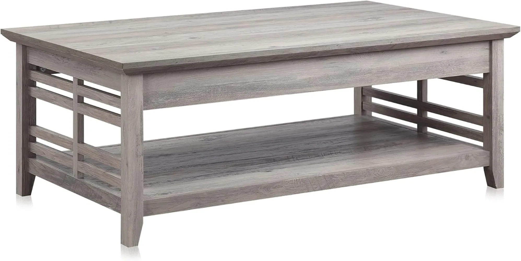 Modern Wood Coffee Table with Storage Shelf Two Tier Rectangular Stylish Decor for Living Room Conversation Leisure Occasions