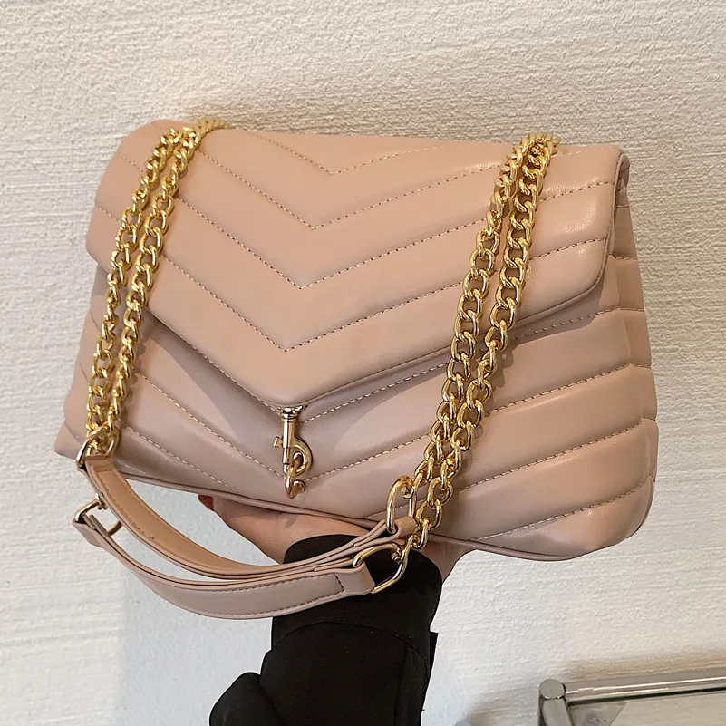 CGCBAG-Bolso de hombro Vintage Lingge para mujer, bolsa de mano de gran capacidad, de cuero de calidad, con cadena, a la moda, 2022