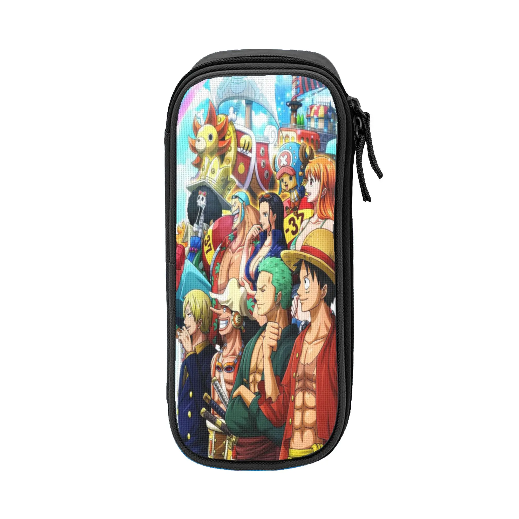 Large-capacity Pencil Pouch o-one-piece-e onepiece luffys Office Accessories Double Layer Pencil Box Women Makeup Bag
