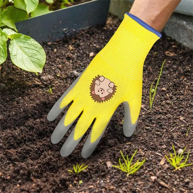 Guantes de trabajo de jardín impermeables para niños, manoplas de seguridad antideslizantes, portátiles, suministros de jardinería