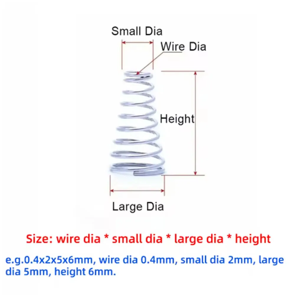 304 Stainless Steel Mini Tapered Conical Tower Compression Pressure Spring, Wire Diameter 0.2mm 0.3mm 0.35mm 0.4mm