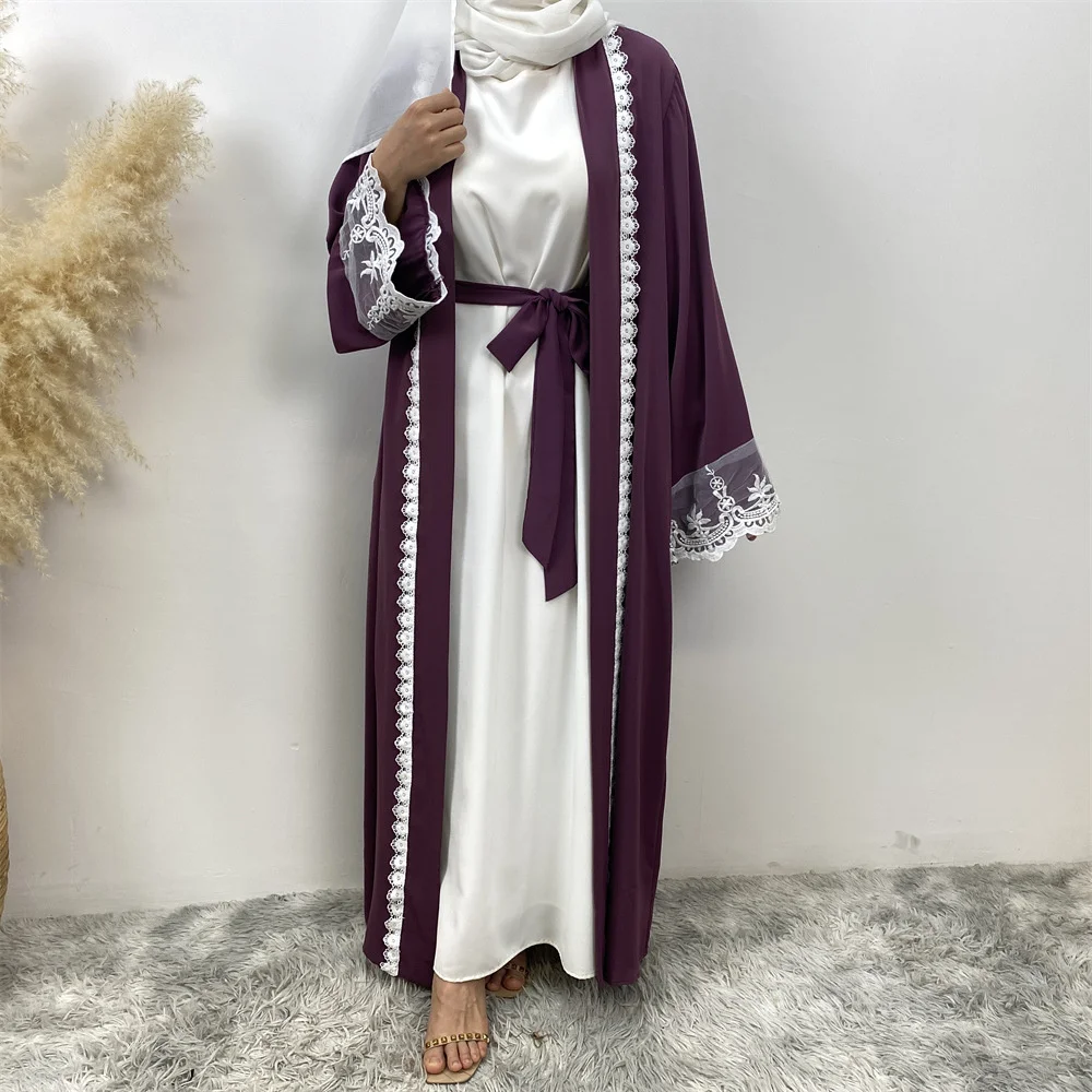 New Muslim Elegant Abaya Lace Embroidery Islam Black Dress Dubai Woman Robe Kaftan Moroccan Wedding Caftan Ramadan Long Dresses