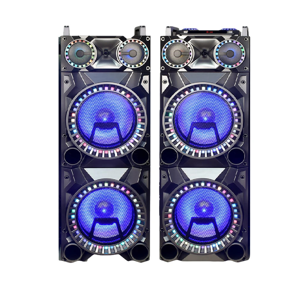 2026-Dual 10 Inches Portable Amplifier 150W High Power Wireless Bt Speaker RGB Light Stage Karaoke OEM Factory