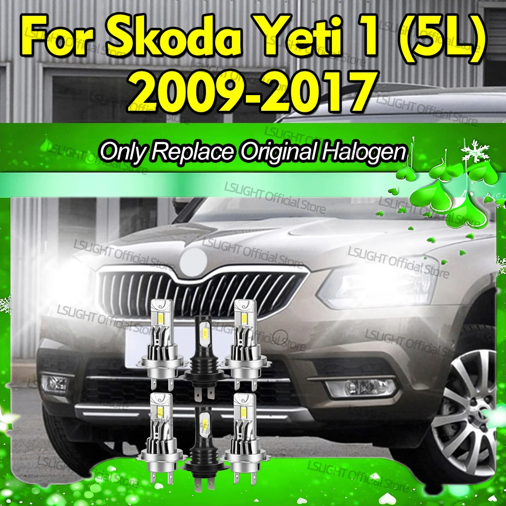 

2/6x LED Headlights 6000K Car Fog Bulbs For Skoda Yeti (5L) 2009-2017 2010 2011 2012 2013 2014 2015 2016 Auto Headlamps 30000LM