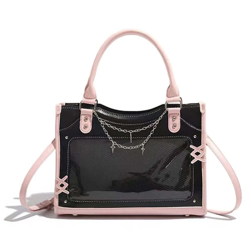 

Creative Gift Transparent Cute Ita Bag PU Harajuku Shoulder Crossbody Bag Y2K DIY Display Messenger Bag Women