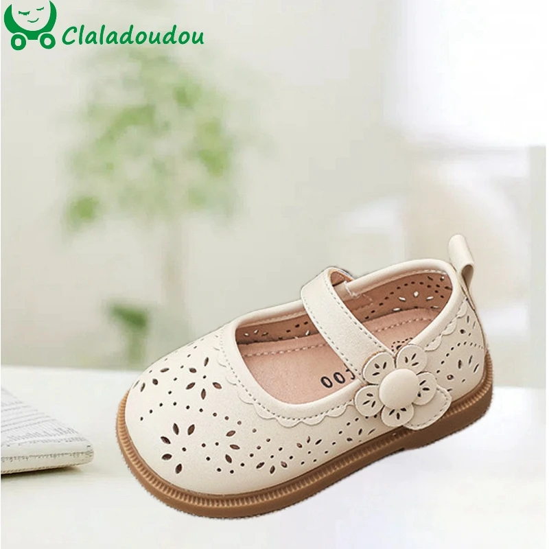 

Claladoudou Hollow Baby Girls Shoes For Summer Spring, Solid Beige Flower Dress Shoes Toddler Girls Wedding Party, Infant Walker