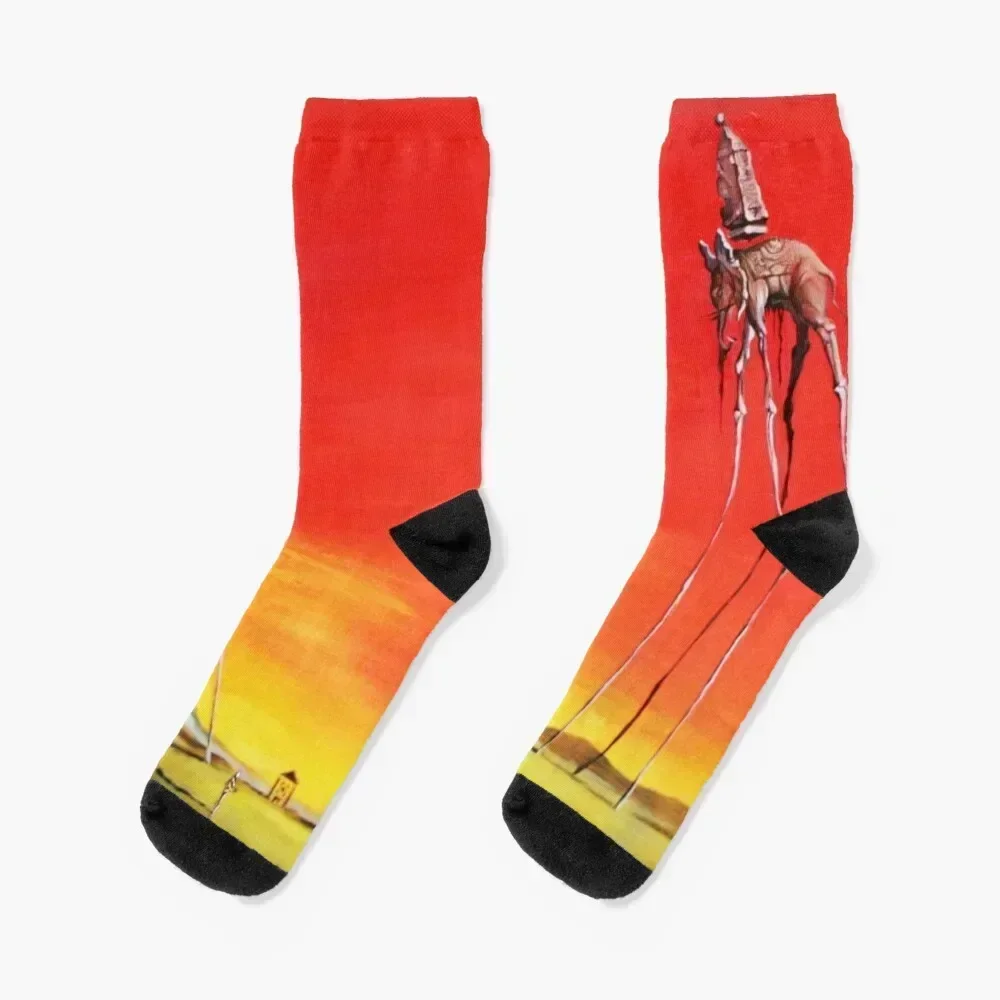 

Dali Elephants Poster Salvador Dali Wall Art Modern Home Decor Socks Sports winter thermal ankle Socks Women's Men's