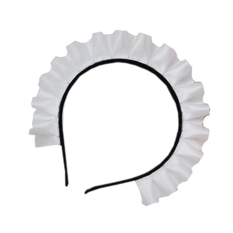 

652F Delicate Pleated Lace Headbands Girl Taking Photo Hair Hoop Maid Costume Tool