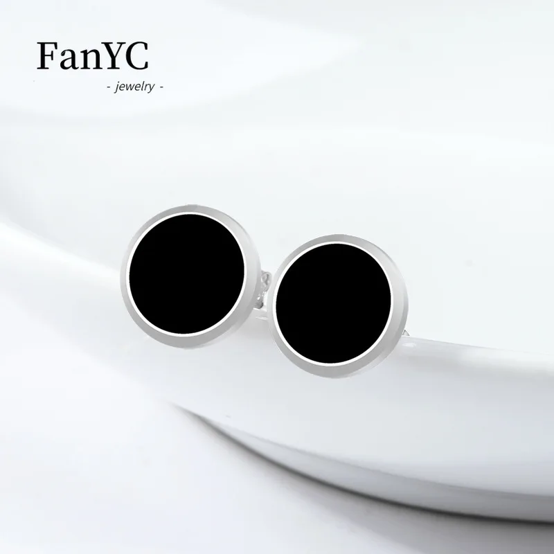 S925 Silver Inlaid Myanmar A-goods Jadeite Simple Earrings High-grade Fashion Ink Jade Earrings Ladies Gift