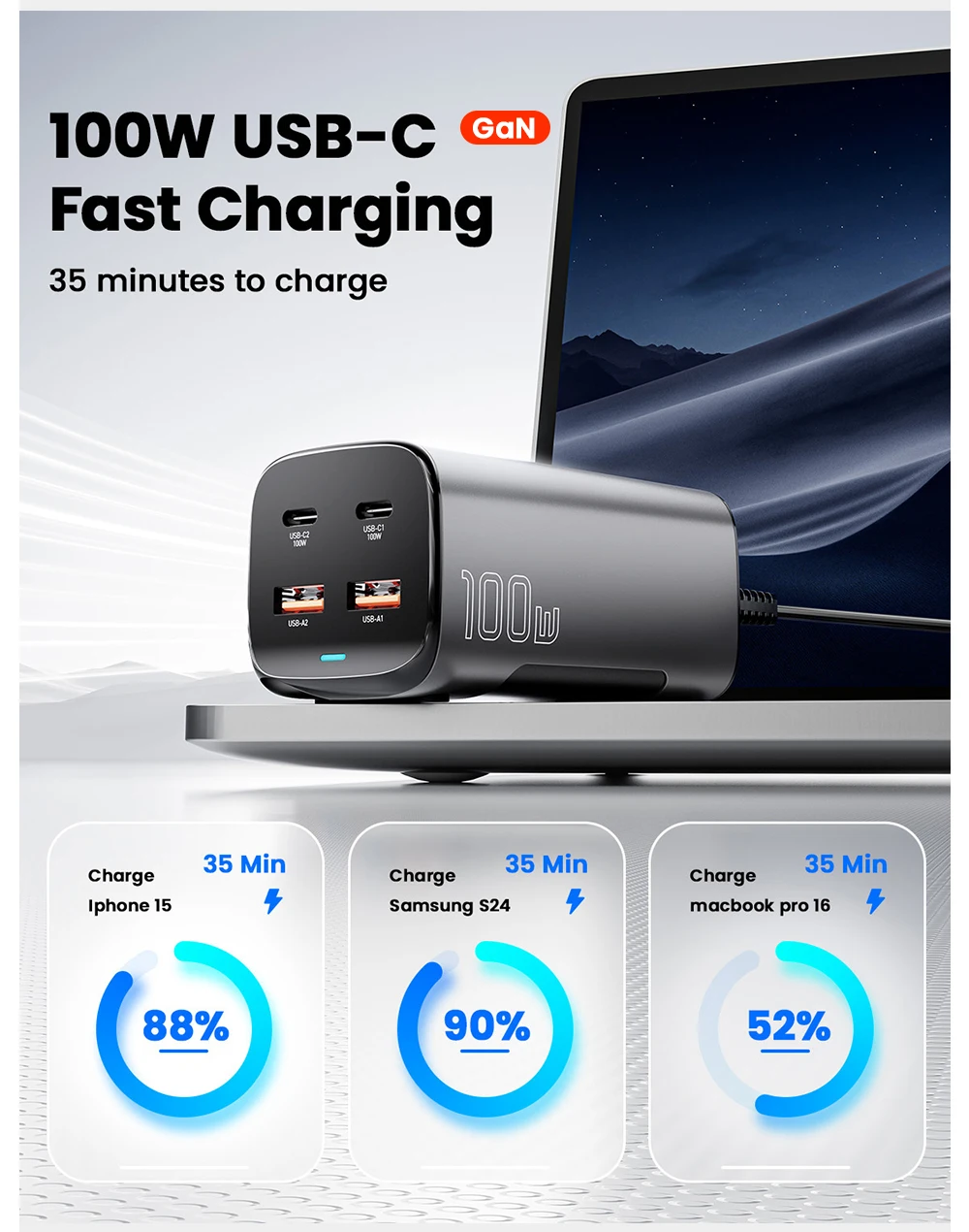 Essager Chargeur GaN de Bureau 100W | Charge Rapide USB-C PD 100W Maroc 2 S003a0a69555d4f8e99352dc624c4b482D Essager Chargeur GaN de Bureau 100W | Charge Rapide USB-C PD 100W Maroc