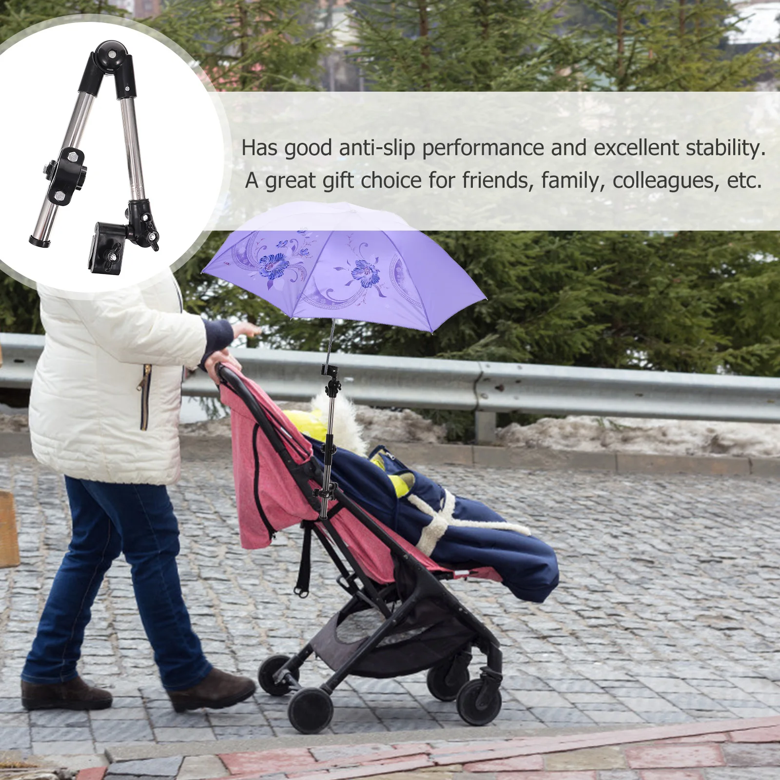 

1pc Stainless Steel Adjustable Umbrella Stand For Bike Baby Carriage Sunscreen Accessories Anti-Slip Rain Sun Umbrella Holder