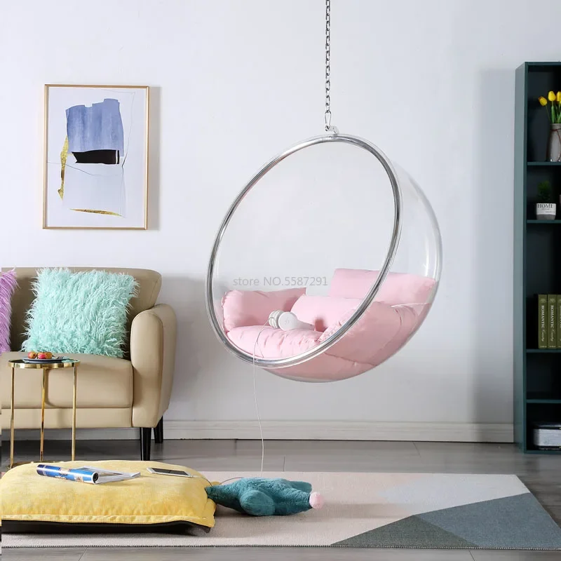 

Hanging Ball Space Chair Glass Ball Indoor Hanging Chair Hanging Basket Nordic Outdoor Swing Home Stay Transparent Bubble Chair