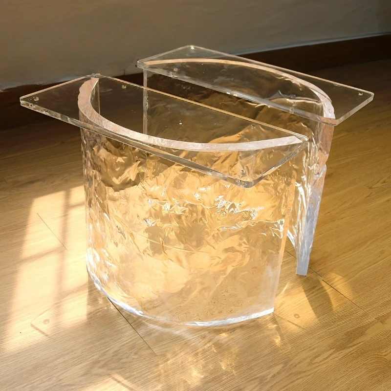 Acrylic processing transparent table foot dining  island support frame special-shaped ice crack leg water rippl