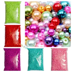 500 Gram 3mm-16mm Round Beads 2 Holes Imitation Pearl for Craft Decorations Women DIY Clothes Jewelry Sew On Beads Accessories