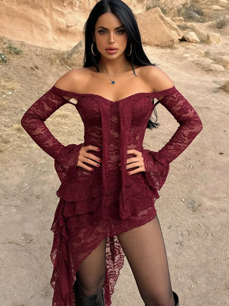 

Женское пляжное платье Nibber Jacquard с сетчатыми вставками, асимметричным многоярусным подолом, вырезом-лодочкой, шнуровкой на спине, без спинки, элегантное, облегающее, для банкетов