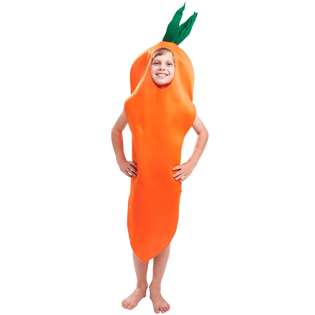 Umorden Unisex Vegetable Carrot Costume Tunic Sponge Suit Child Kids Boys Girls Funny Purim Halloween Party Fancy Dress Cosplay