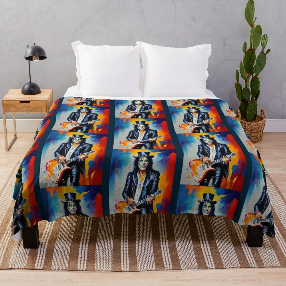 Modern Art Heavy Metal Rocker Alice Cooper Throw Blanket Multi-Purpose Plush halloween Blankets For Bed Blankets