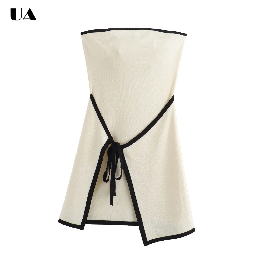 

Elegant Fit-and-flare Strapless Lace-up Mini Dress, Trendy Sleeveless Short Dress for Woman, Fashionable Cocktail Party Dress