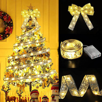 Christmas LED Ribbon Fairy Lights String 10M/5M/2M DIY Bows Light String Christmas Tree Ornaments for Home New Year Decoration
