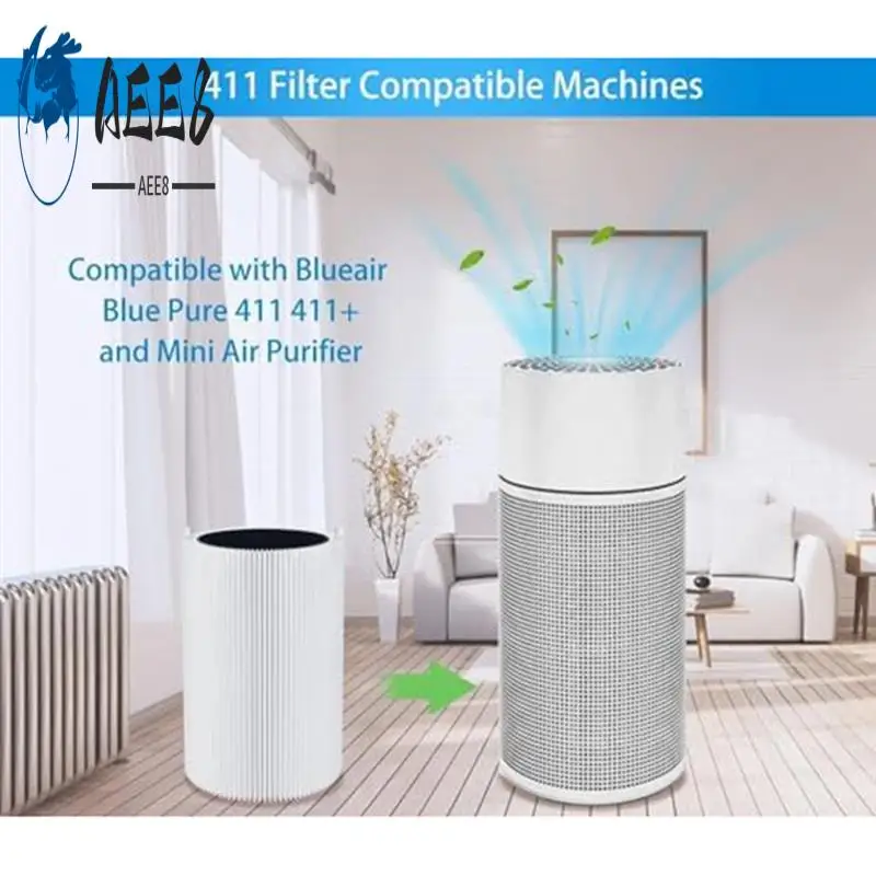 

AEE8-Air Purifier Filter Replacement 411 For Blueair Blue Pure 411+,411 Auto & Mini HEPA Particle And Activated Carbon Filter