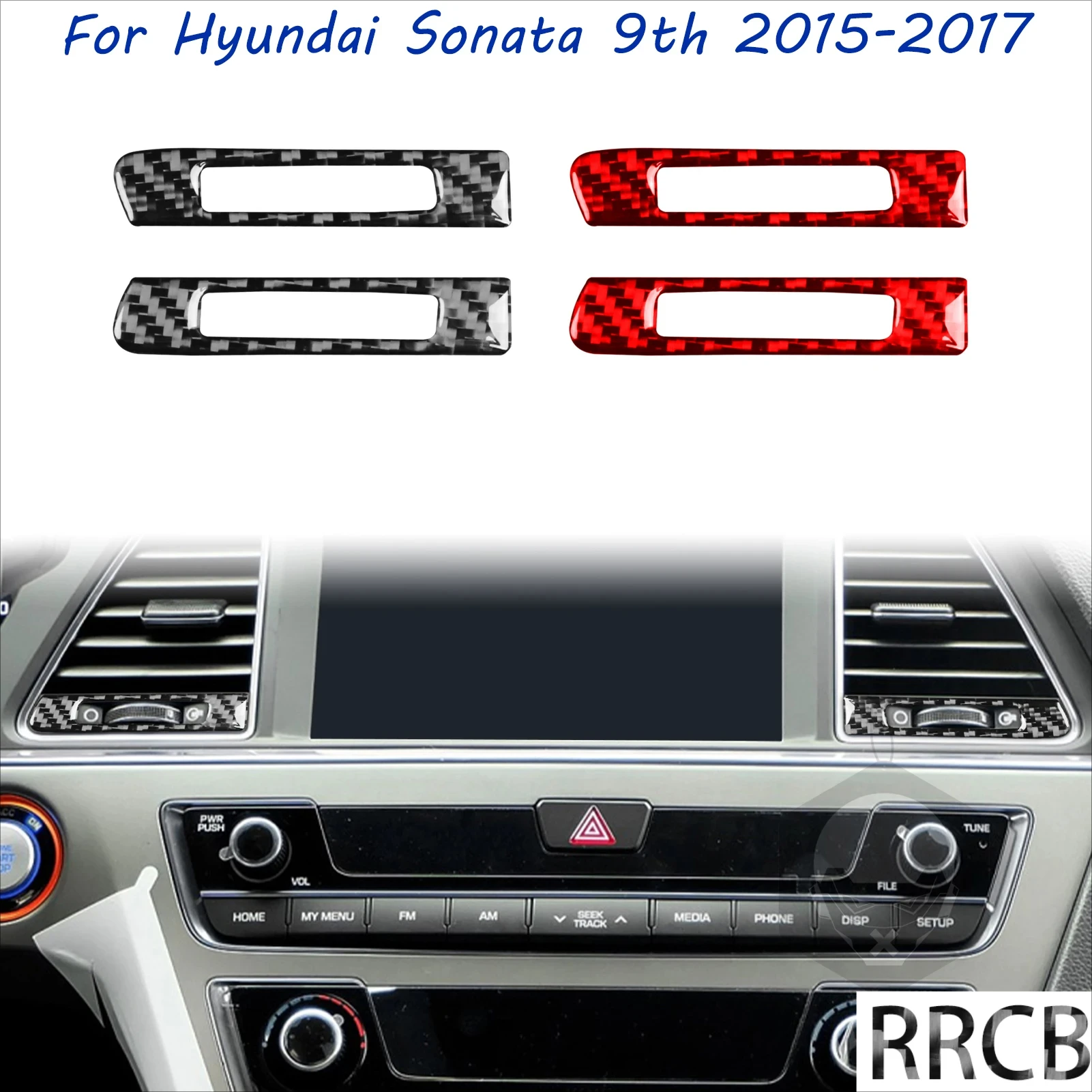 

For Hyundai Sonata 9 2015 2016 2017 Air Outlet Adjustment Real Carbon Fiber Cover Tuning Sticker Car Interior Accessories