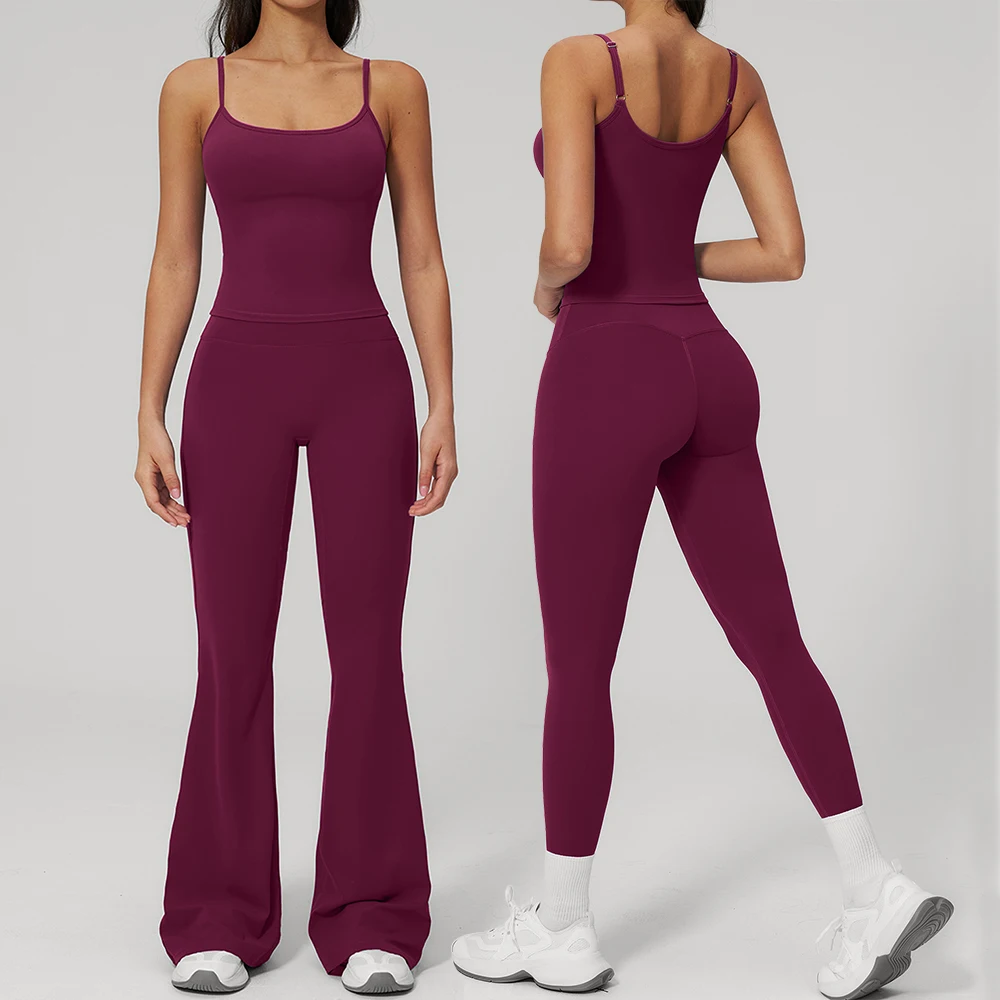 2-個スポーツセット女性用セットプロフェッショナルフィットネスタンクトップブラジャー耐衝撃ランニングレギンスヨガスーツ美しいバックブラジャー服