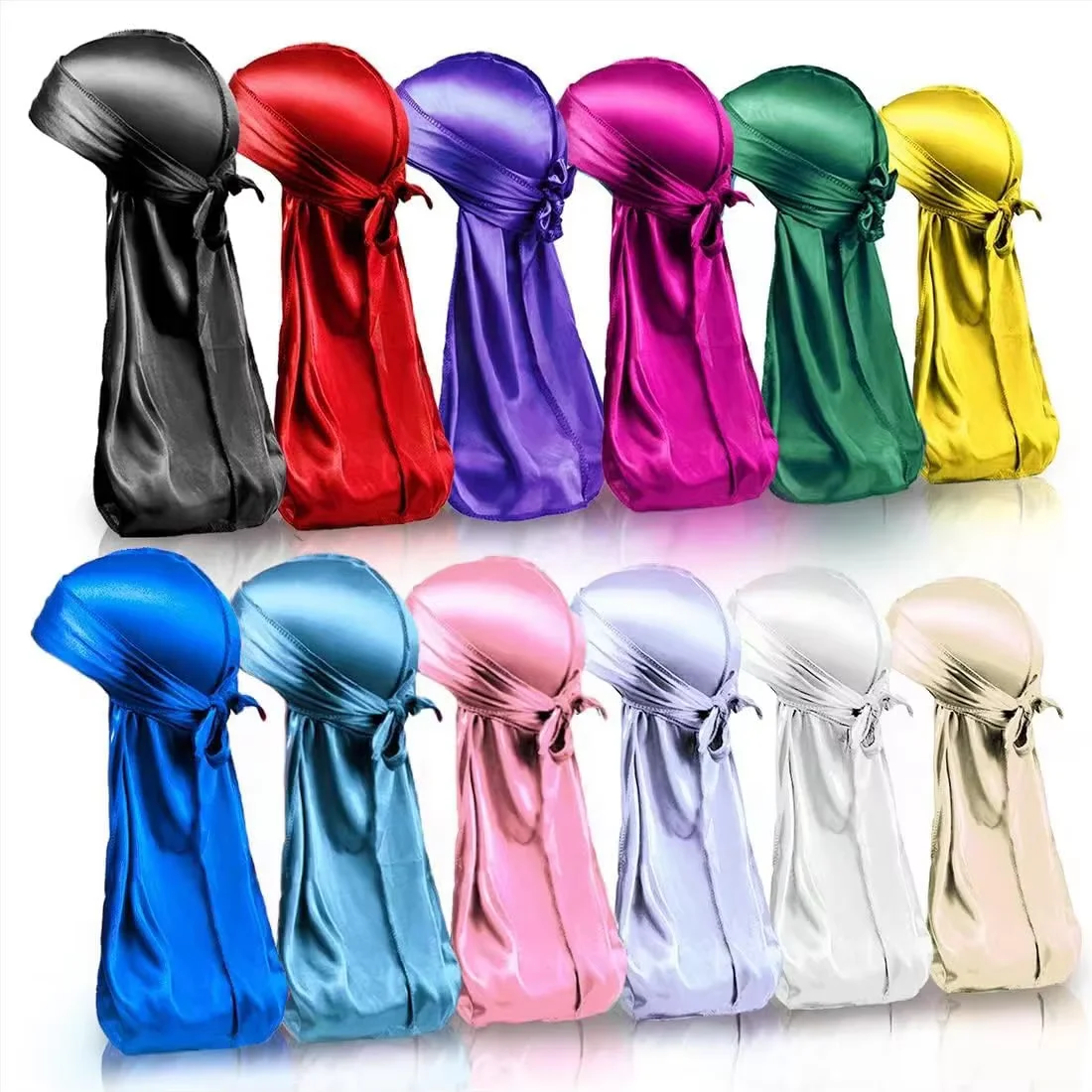 Unisex Long Silky Durag Pirate Hat Durag Chemo Caps Skull Hat Turban Men Women Bandana Chemo Cap Headwrap Hiphap Head Wrap