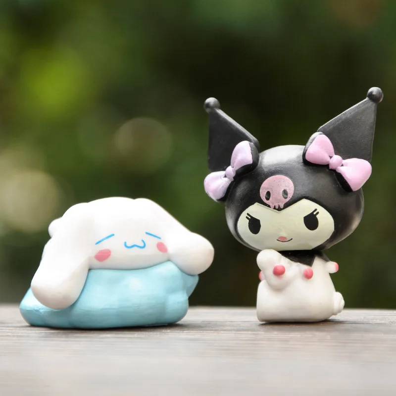 6pcs/set Anime Sanrio Figurine Cute Melody Kuromi Pochacco Cinnamoroll Doll Action Figure Model Desktop Ornaments Toys Gift